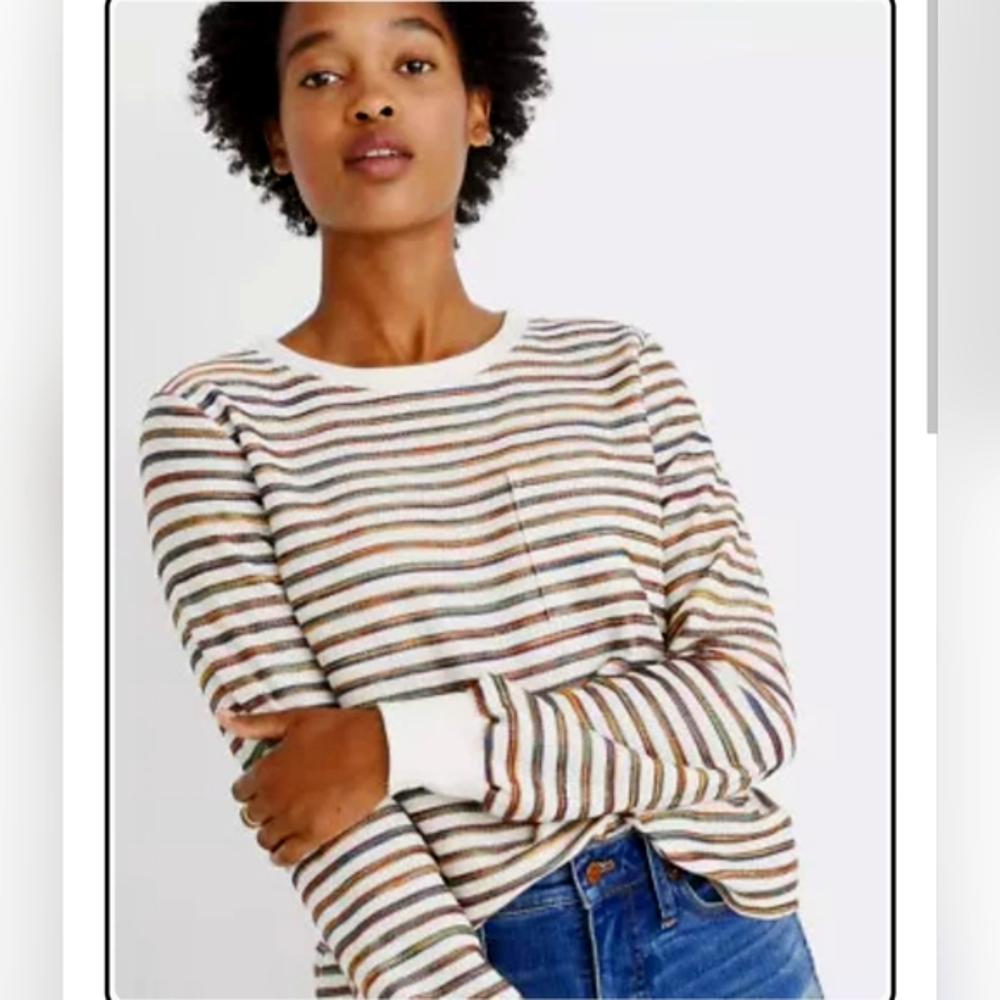 Madewell Women’s Long Sleeve Tee in Rainbow Stripe